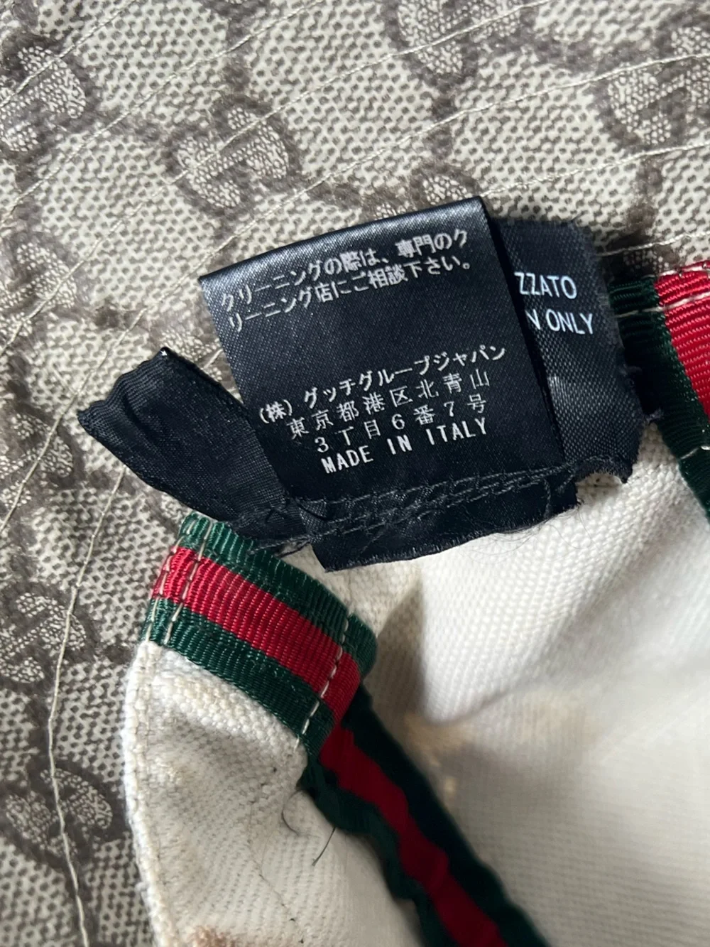 Gucci GG Supreme Monogram Logo Canvas Web Stripe Bucket Hat